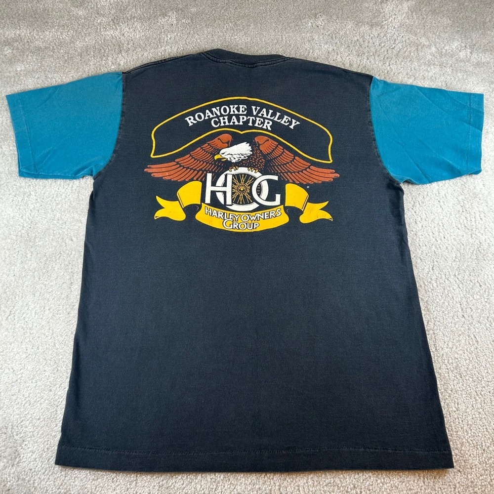 Vintage Harley Davidson Roanoke Valley Chapter HOG Eagle T-Shirt Black‎ Men's L